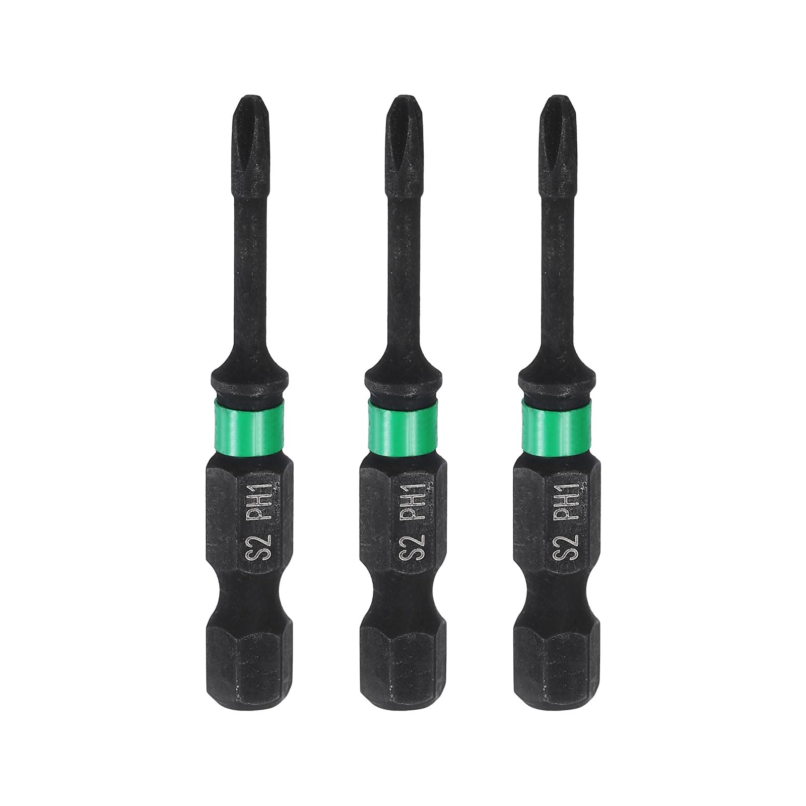 sourcing map 3pcs #1 Impact Phillips Screwdriver Bit PH1 1/4" Hex Shank 2" (50mm) Long 0.1" Rod Magnetic Cross Head Drill Bits S2 Steel Industrial Screw Driver for Impact Power Drivers