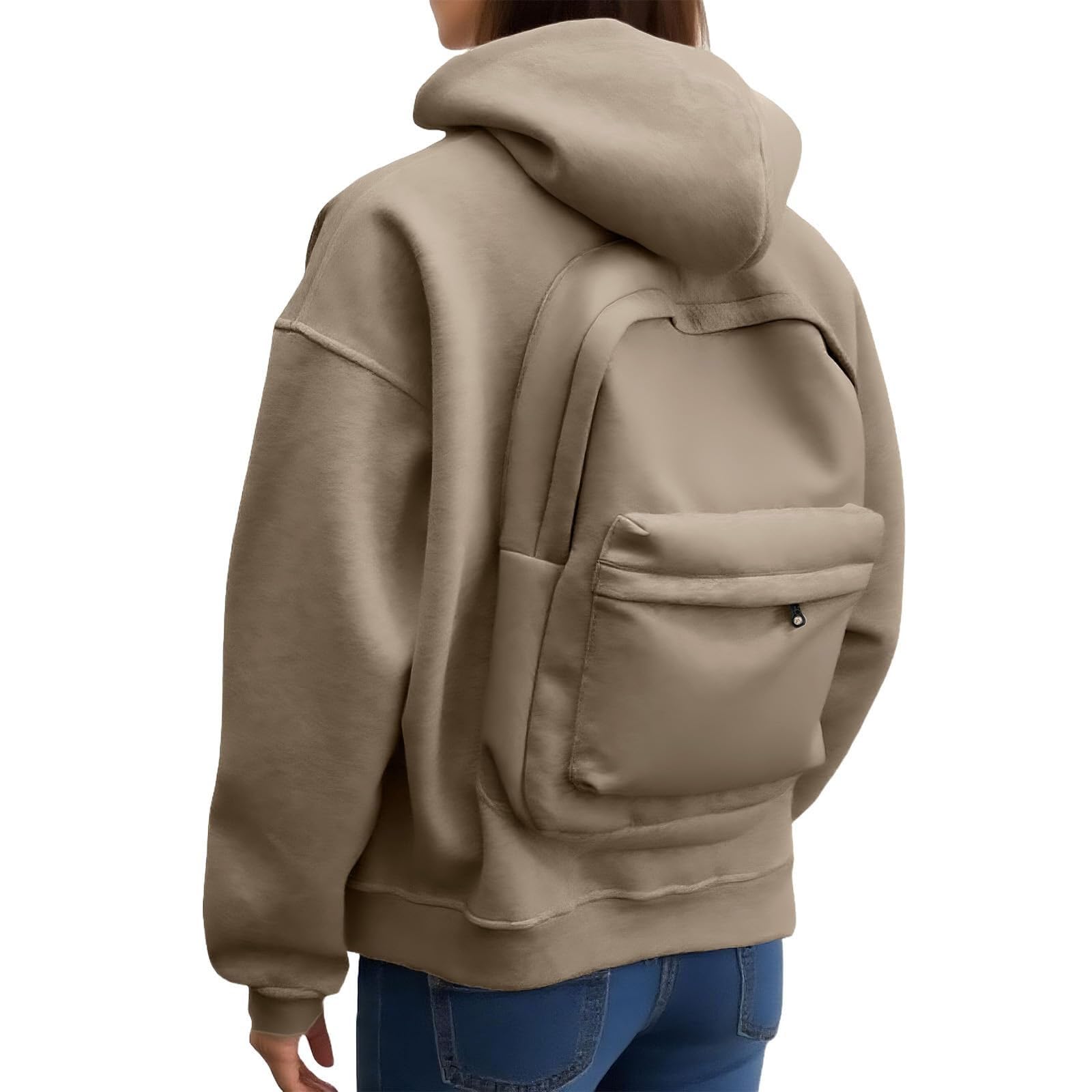 Générique Sweat à Capuche Femme Chaud Molleton Oversize Poche Kangourou Manches Longues Coton mélangé Pull Doux Automne Hiver Confortable décontracté Tendance Basique A128