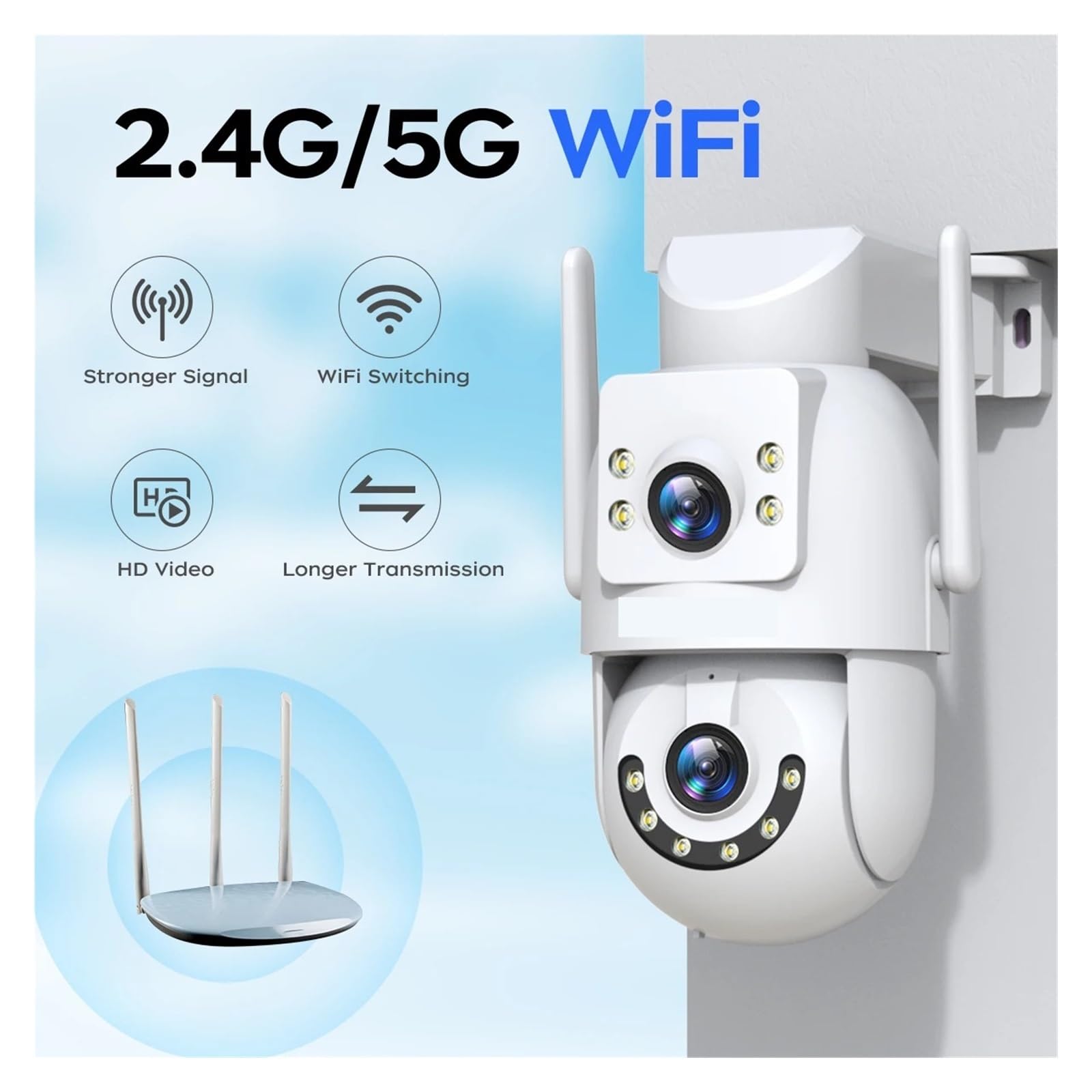 Caméra dôme de Surveillance de sécurité IP WiFi PTZ extérieure