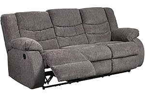 Signature Design by Ashley Tulen Modern Manual Pull Tab Recliner Sofa, Dark Gray