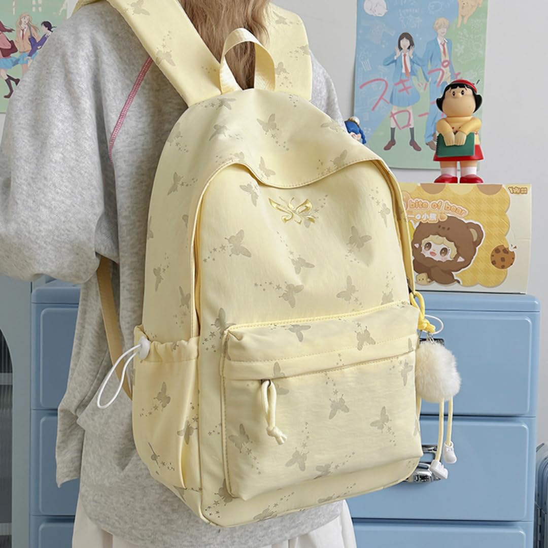Zaino Farfalla, Leggero Zaino Scolastico, Grande Capienza (GRIGIO) | farfalla accattivante, spallacci imbottiti & tasche multiple. Perfetto per medie, superiori o gite – porta libri/PC