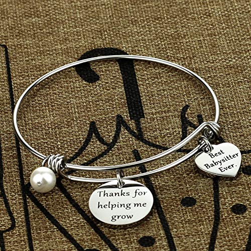 Kivosliviz Babysitter Bracelet - Thanks for Helping Me Grow Expandable Bangle Appreciation Gift for Nanny4