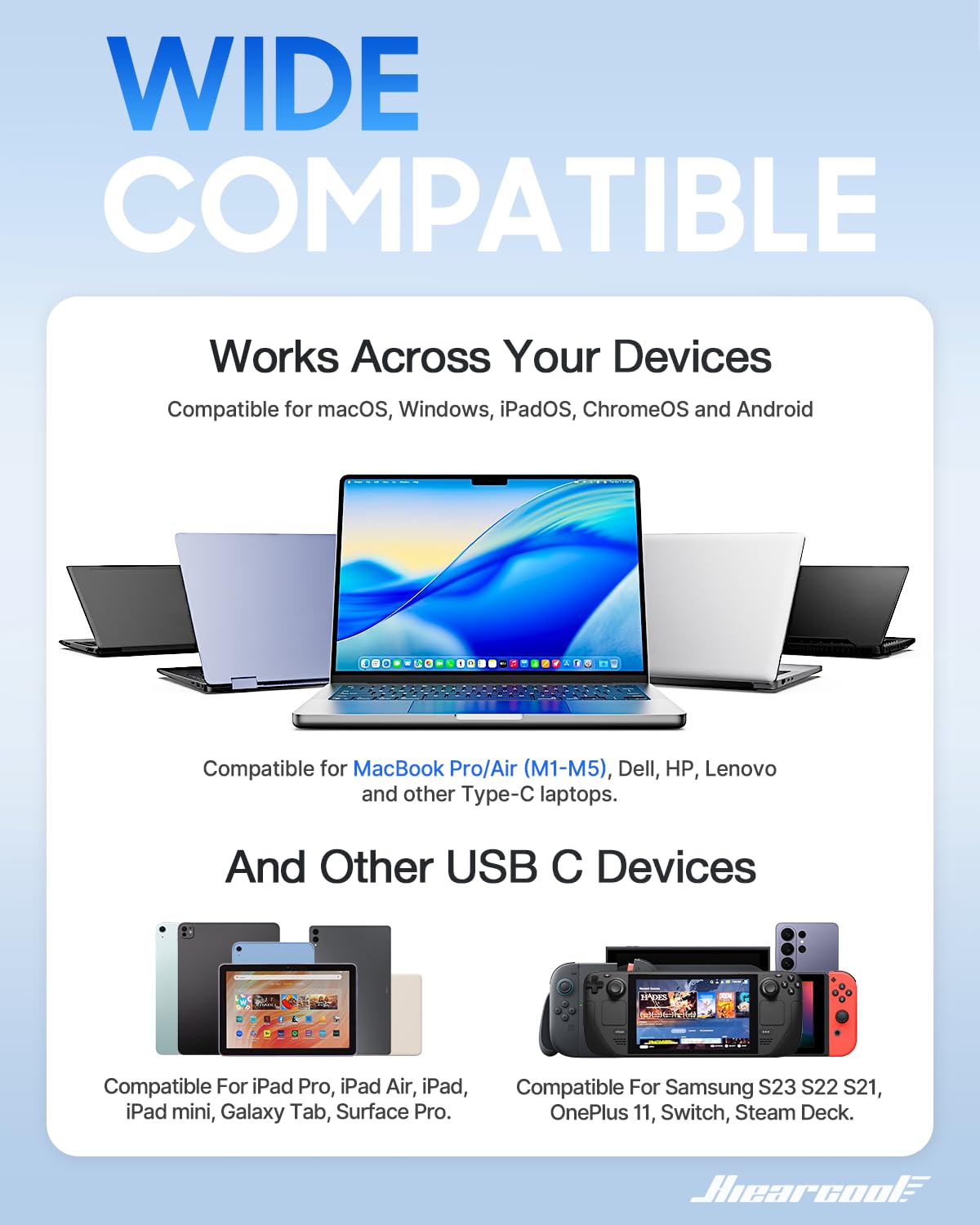 Hiearcool 7-in-1 USB C Hub, USB C Dongle Compatible for MacBook, Space Gray — Amazon image 5