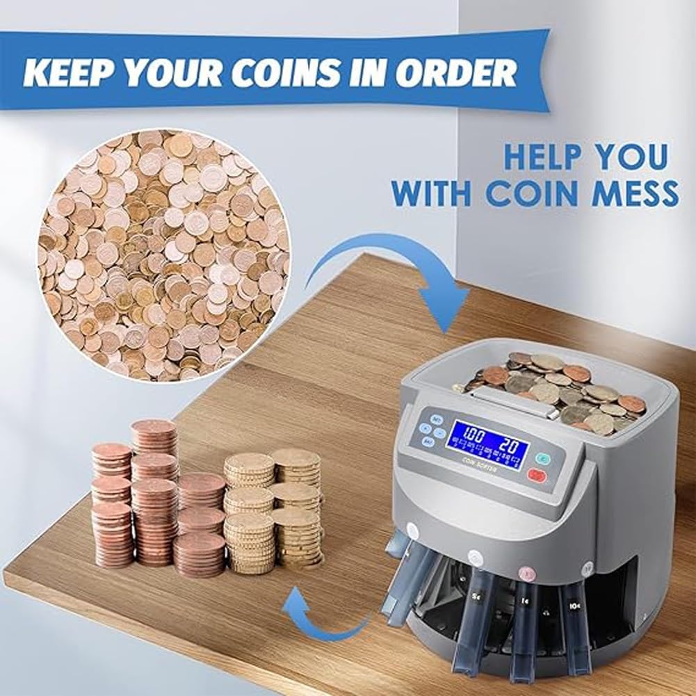 Conta monete, selezionatrice elettrica di monete, selezionatrice conta monete elettronica, macchina selezionatrice conta monete, 150 monete/min Macchina conta monete selezionatrice con pannello