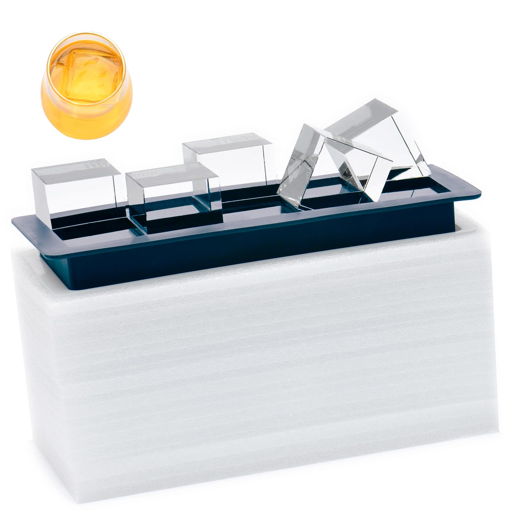 Bandeja para cubitos de hielo de silicona transparente, 5,1 cm, molde de hielo para whisky y cócteles