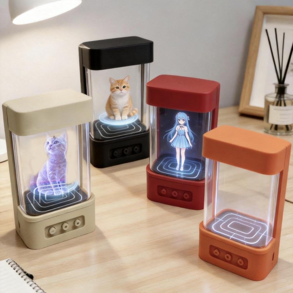 Robot hologramowy AI, wyświetlacz projekcyjny 3D, inteligentny gadżet na biurko, interaktywny gadżet, sterowanie głosem WiFi, ładowalna obudowa ABS, animowane awatary, idealny do biura domowego