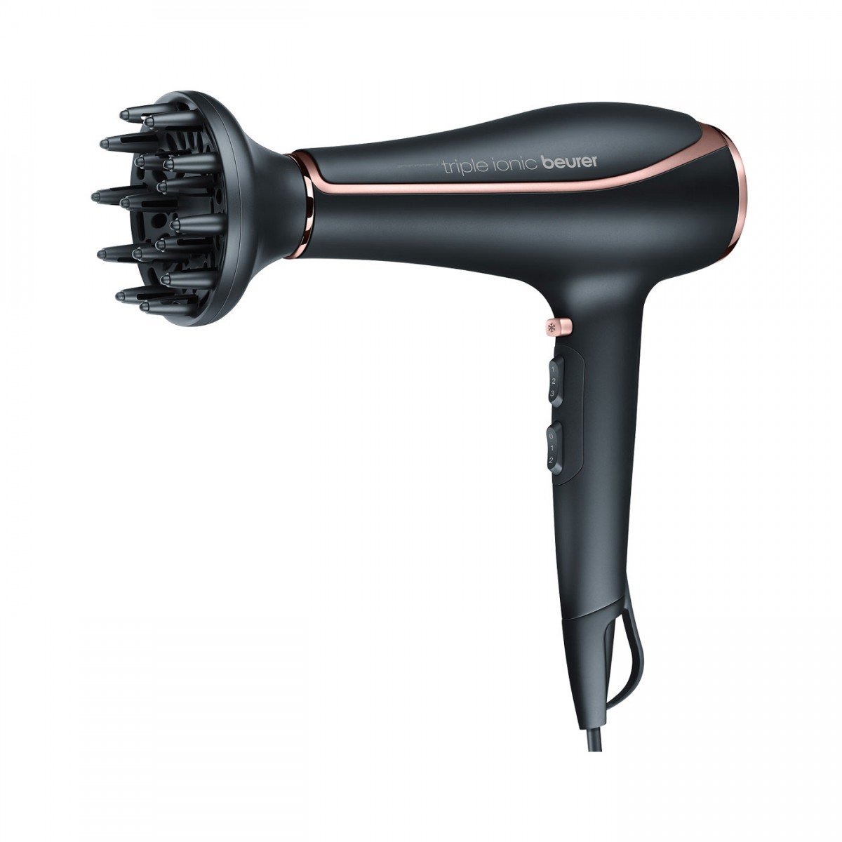 Beurer HC80 - Secador de pelo, 2200 W, motor AC profesional, color negro, detalles cromados