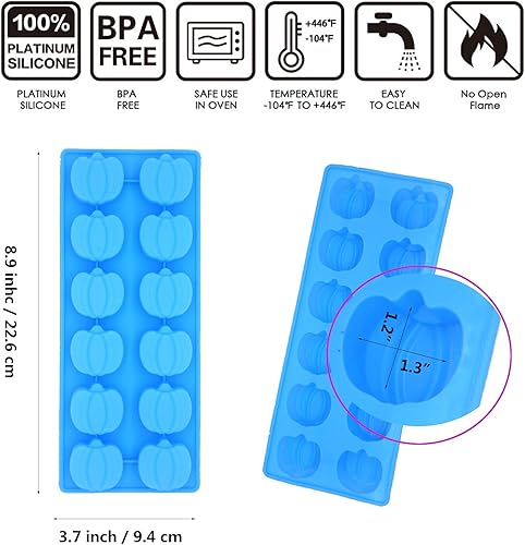 Miniatura 4 de 3 moldes de silicona para calabaza de Acción de Gracias, utilizados para hacer decoración de pasteles de Acción de Gracias, chocolate de calabaza
