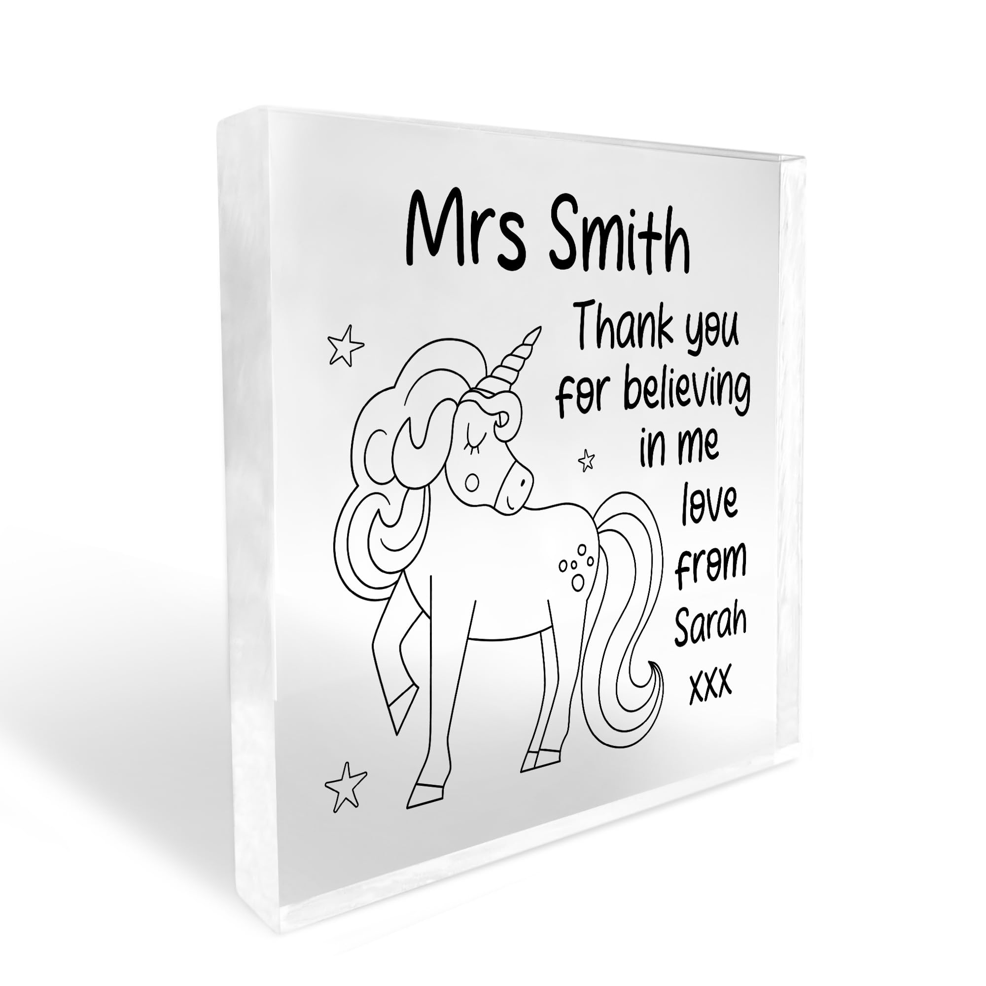 Red Ocean Thank You Gift For Teacher Childminder Teaching Assistant Personalised Acrylic Block Leaving Gift For Her Him