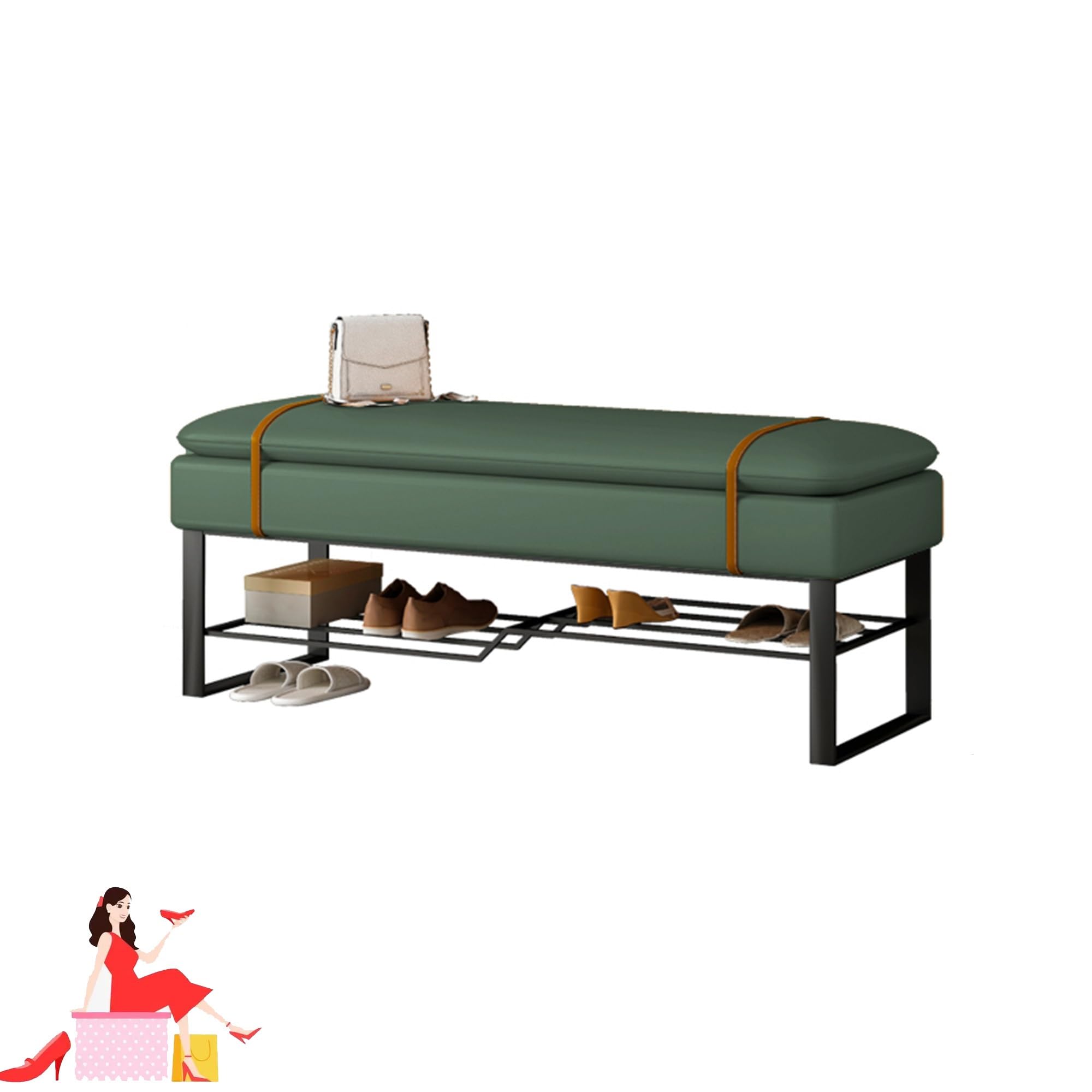 Banc de rangement à chaussures rembourré pour entrée et salon