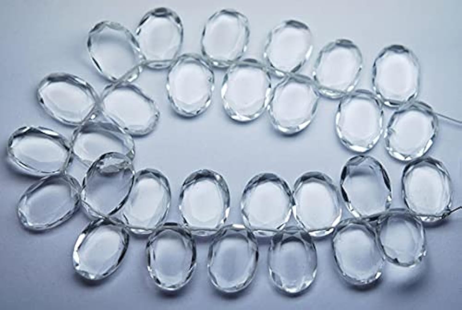 Quartz rose cristal de roche briolettes ovales facettées 10x14mm d'exception pour bijoux raffinés