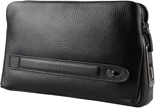 SUNGOOYUE Smart Fingerprint Wallet, Biometric Security Lock Luxury Leather Men’s Zipper Design with Type-C Charging 10-Fin...
