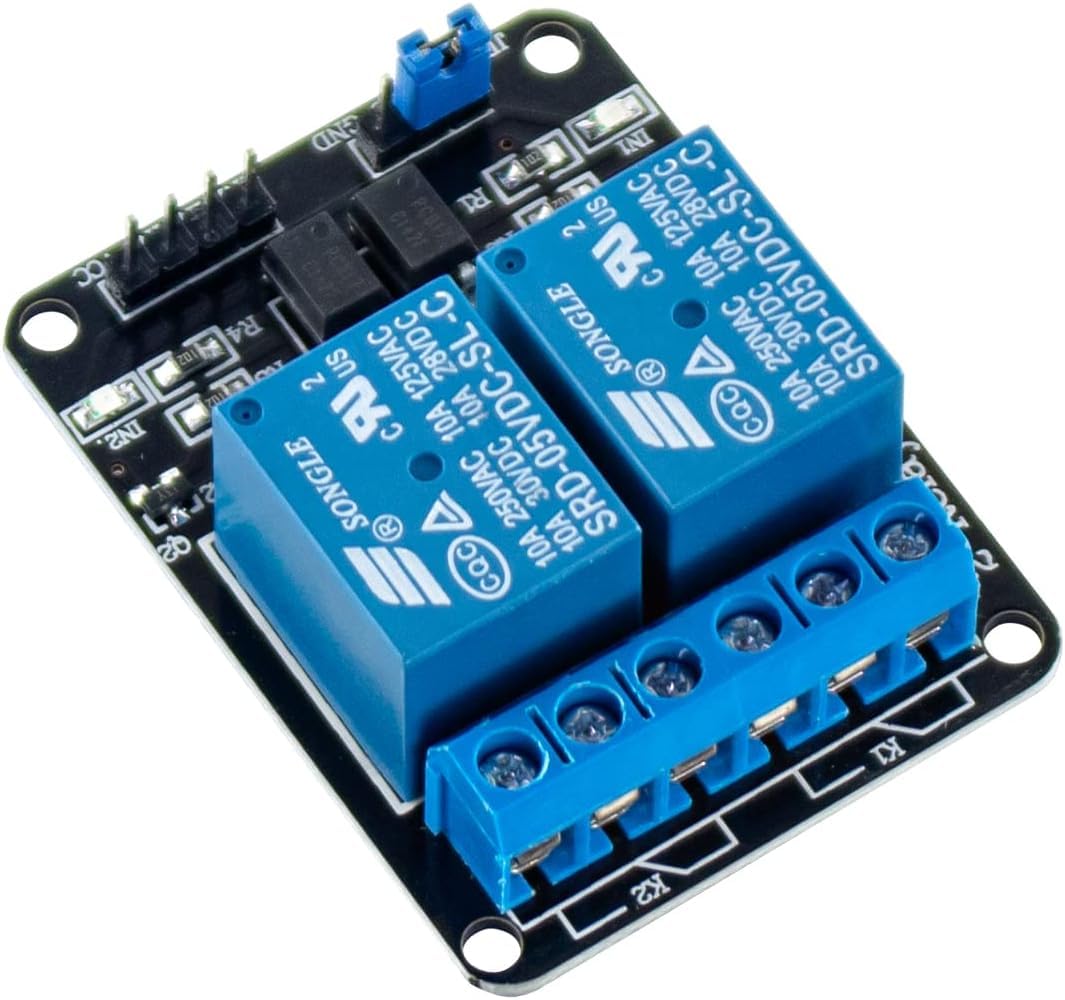 2 Channel 5V Relay Module with Optocoupler Isolation and Indicator LEDs for UNO Rduino Raspberry Pi ESP32 Home Automation AC DC Control High Current 10A Relays with Screw Terminals-image-48