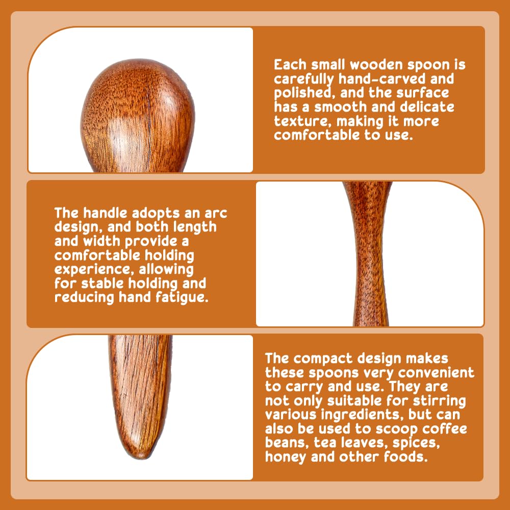 4 Cucchiai In Legno Naturale - Per Zuppa, Miele, Caffè E Dessert, Design Giapponese, Cucchiai Da Cucina - Foto 11