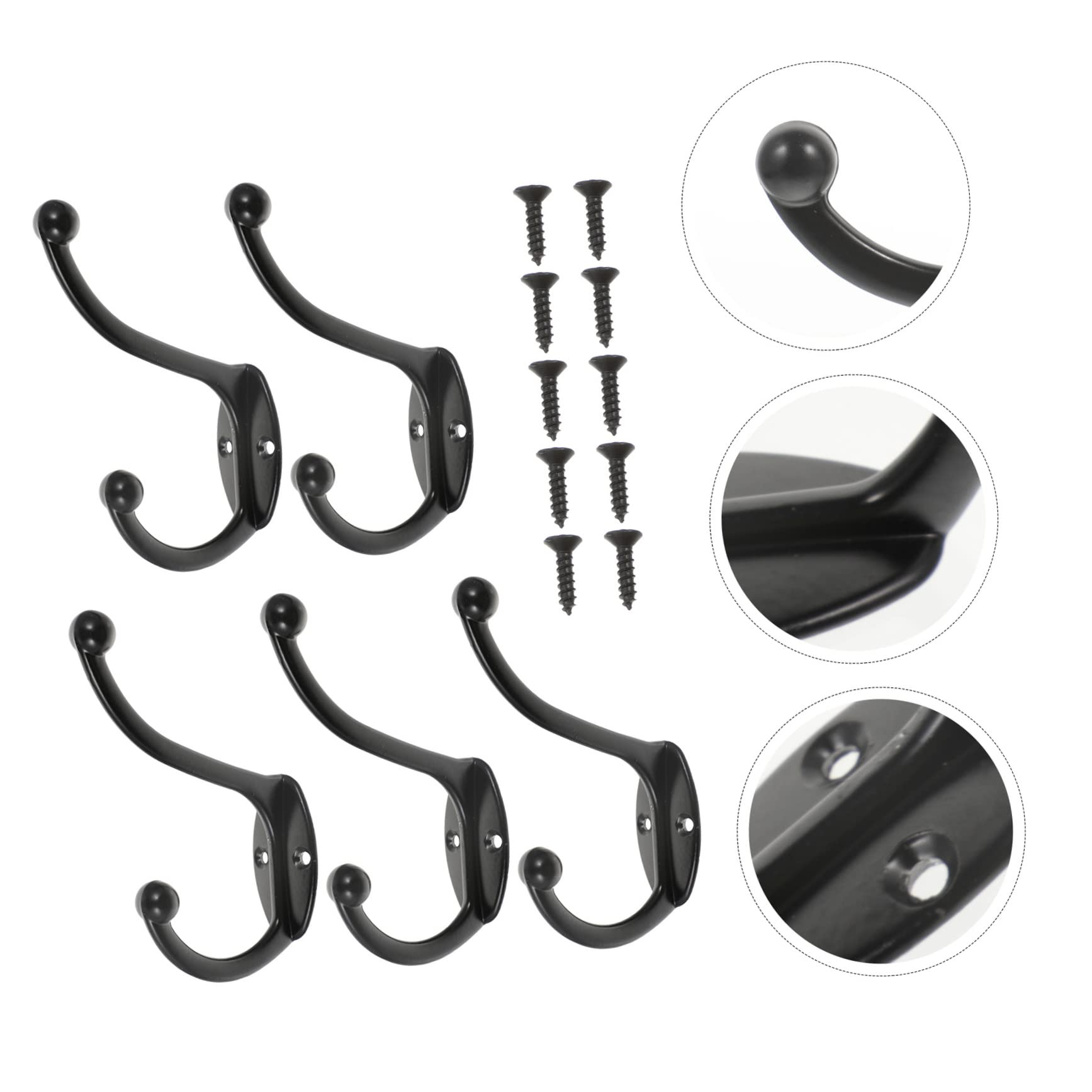 VASDEV 5 Ganchos de Hierro Forjado para Colgar Ropa, Perchero de Pared, Llavero de Metal, Ganchos de Pared Decorativos, Ganchos Individuales, Percha rústica, Gancho de Hierro, Ganchos par