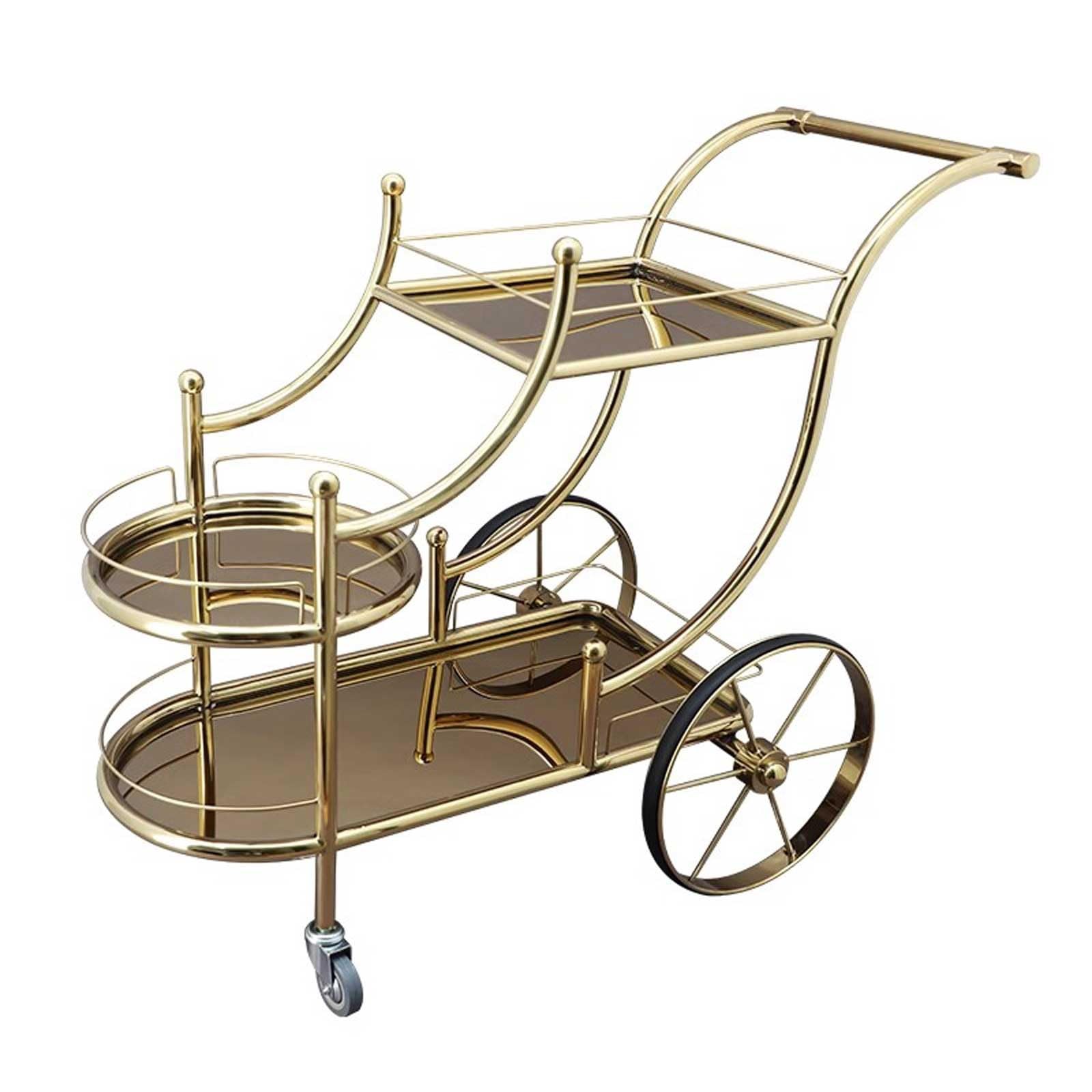 Carrello Multiuso da Cucina Carrelli Bar di Lusso a 3 Livelli Color Oro su Ruote Mute for Cucina, Sala da Pranzo, Soggiorno e Feste, in Acciaio Inossidabile Carrello di Servizio