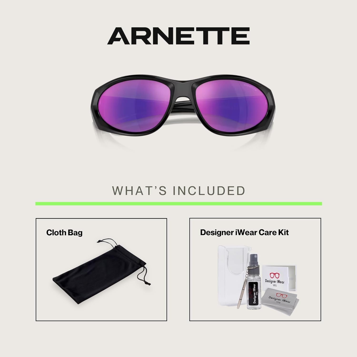 ARNETTE Ilum 2.0 AN4342 Rectangle Sunglasses for Men +BUNDLE with ACCESSORY EYEWEAR KIT