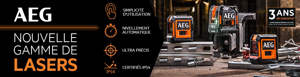 AEG Niveau Laser Croix Vert CLG220-K – Portée 20 m, Haute Visibilité, Auto-Nivelant, IP54, Support Magnétique, Pince Murale, Plaque Cible et Sac de Transport Inclus