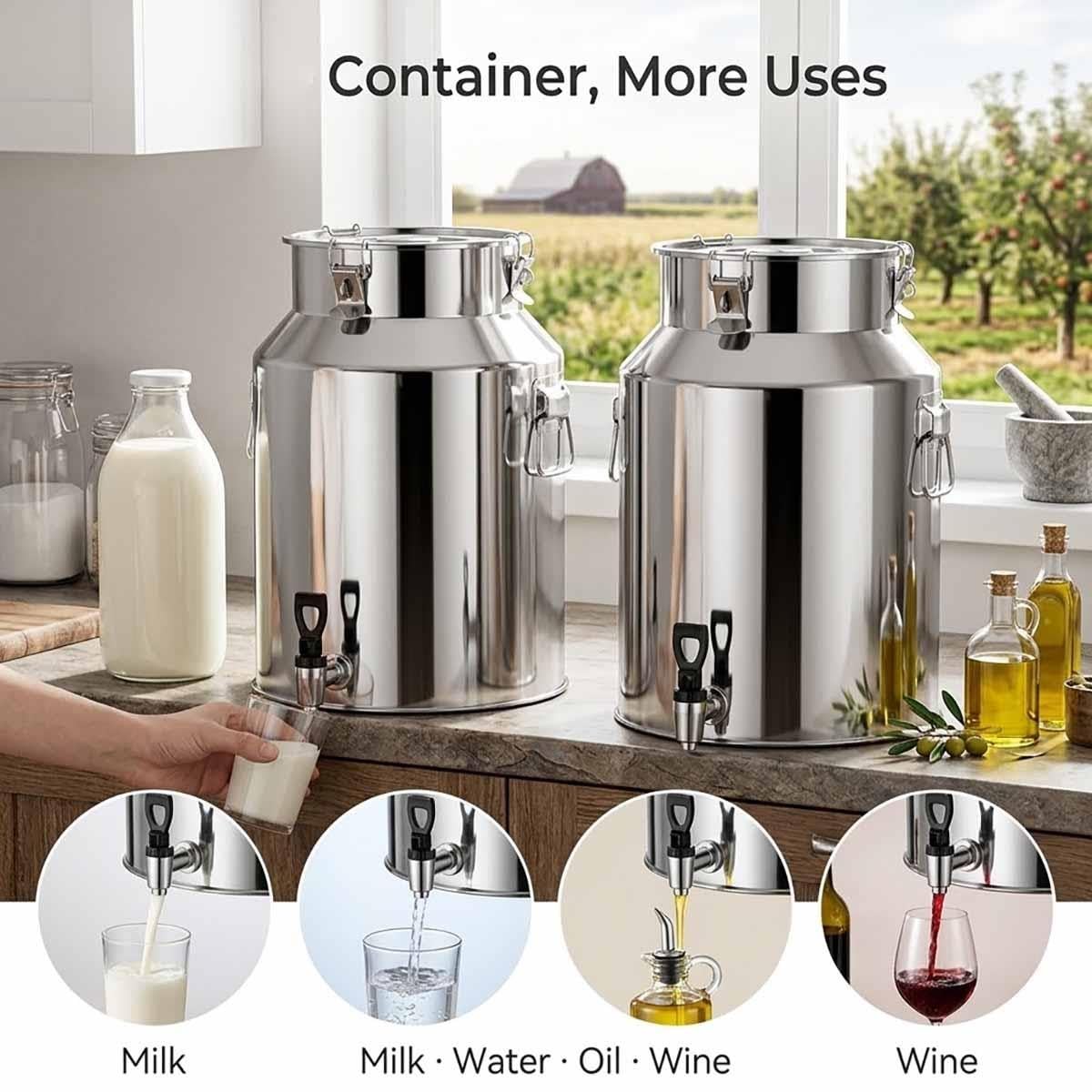 Bidon À Lait Inox 304,Seau Alimentaire Avec Robinet Et Couvercle Hermétique