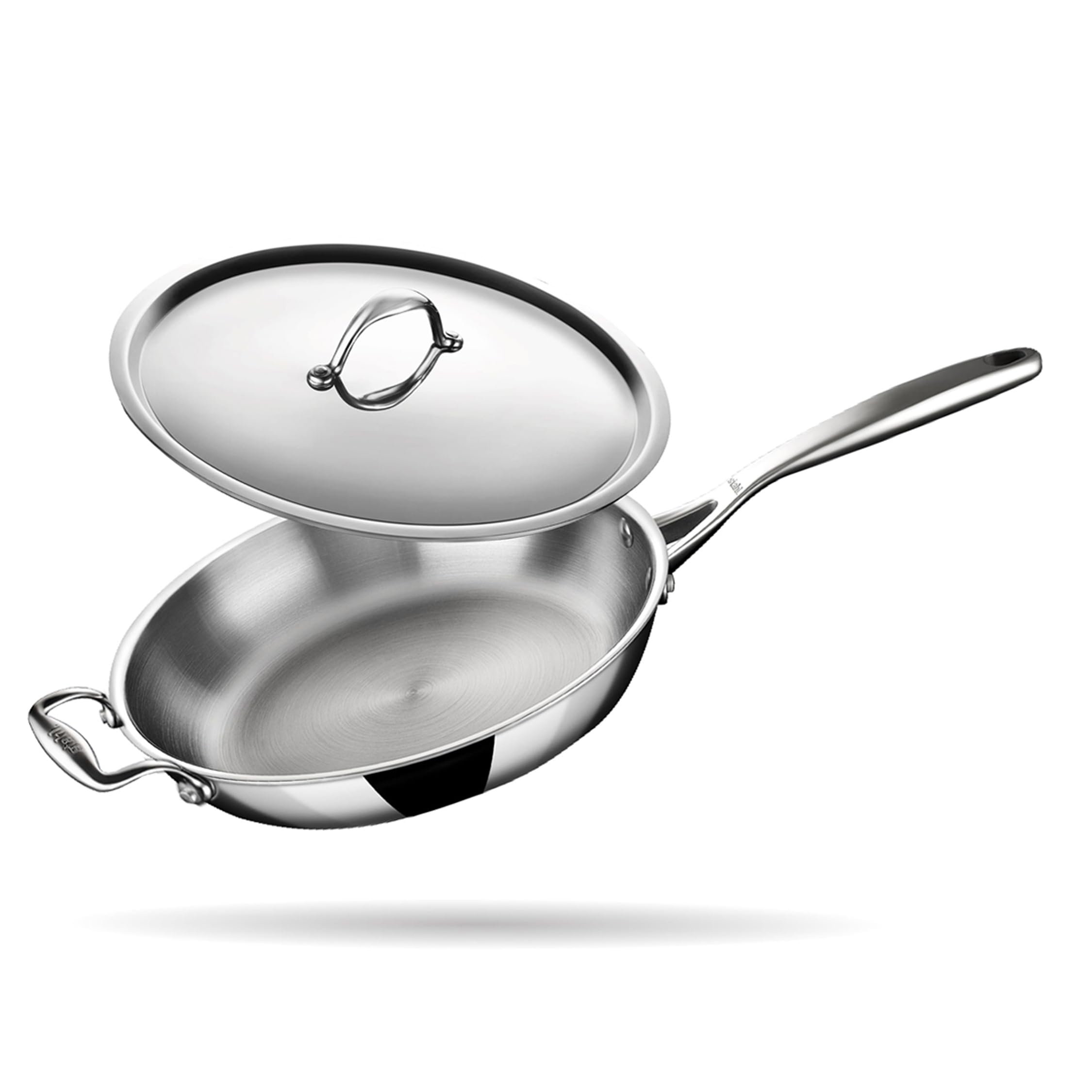 stahl Triply Edelstahlpfanne | Edelstahlpfanne mit Deckel | Bratpfanne mit Induktionsboden | Ø 28 cm | 2,3 l (für 7 Personen)