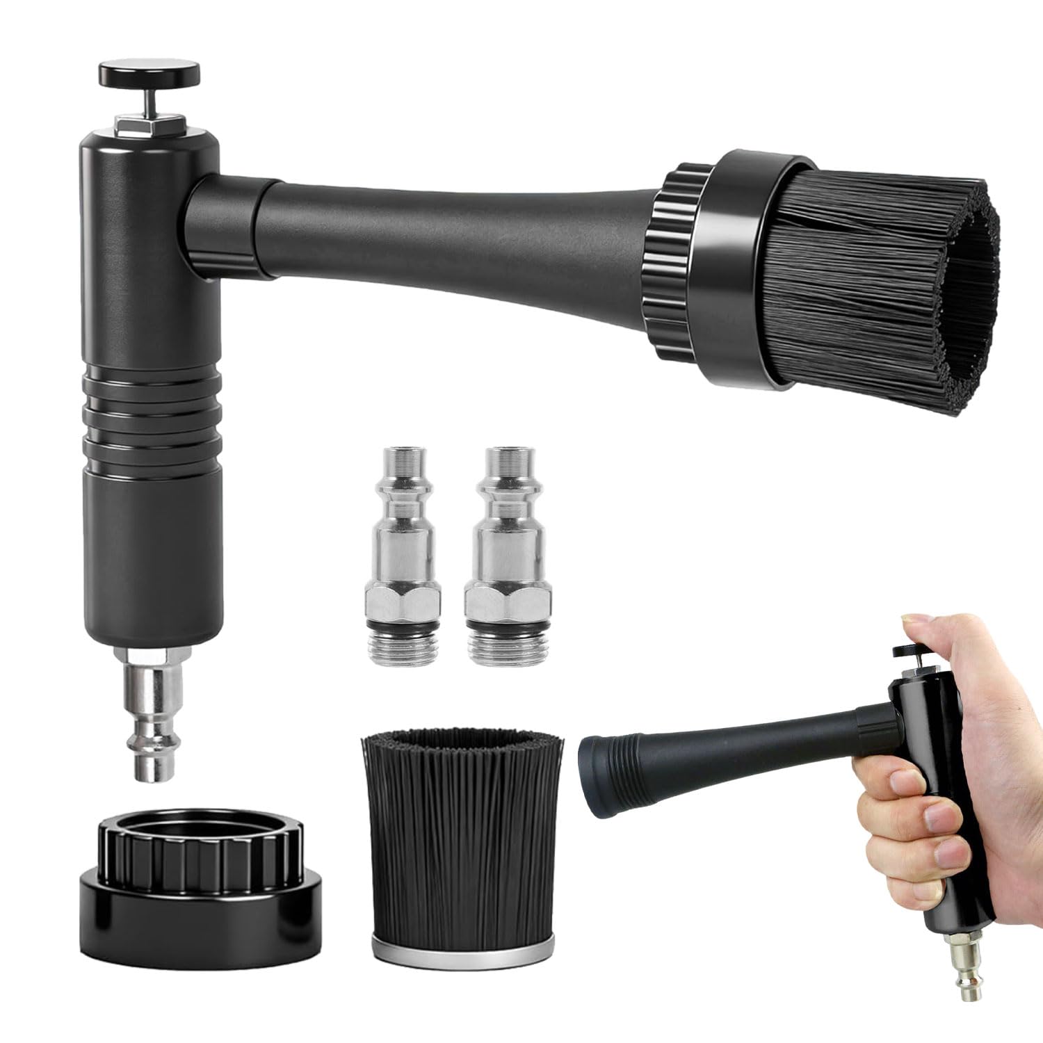 5 Piezas Ausblaspistole Druckluft Blowgun Para Limpieza De Coche Cuerpo Robusto Empuñadura Cómoda Operación Por Pulsación Con 2 Boquillas Para Aspirado De Polvo Y Detallado Automotriz