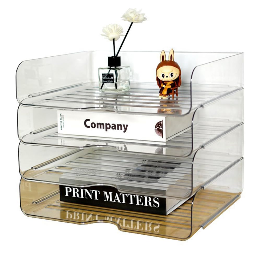 Paper Organizer Tray, Set of 3 Office Organization and Storage, Clear Acrylic Letter Tray Desk Organizer, Stackable Classroom File Storage for Notes, Pens, File Paper, Desk for Office,Home or School
