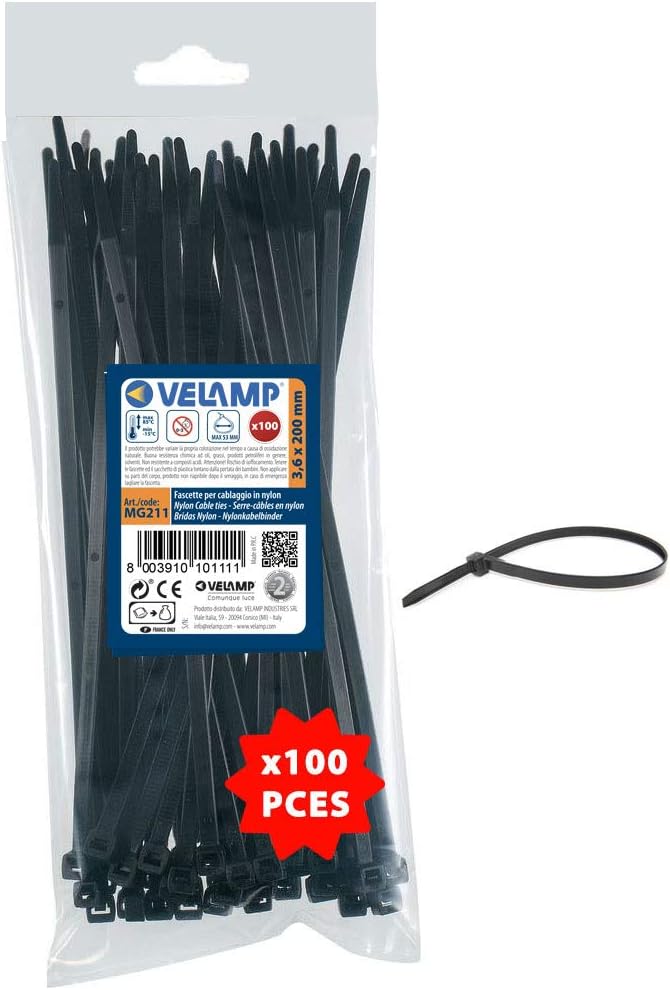 Velamp Fascette stringicavo - Colore nero - 2,5 x 100mm