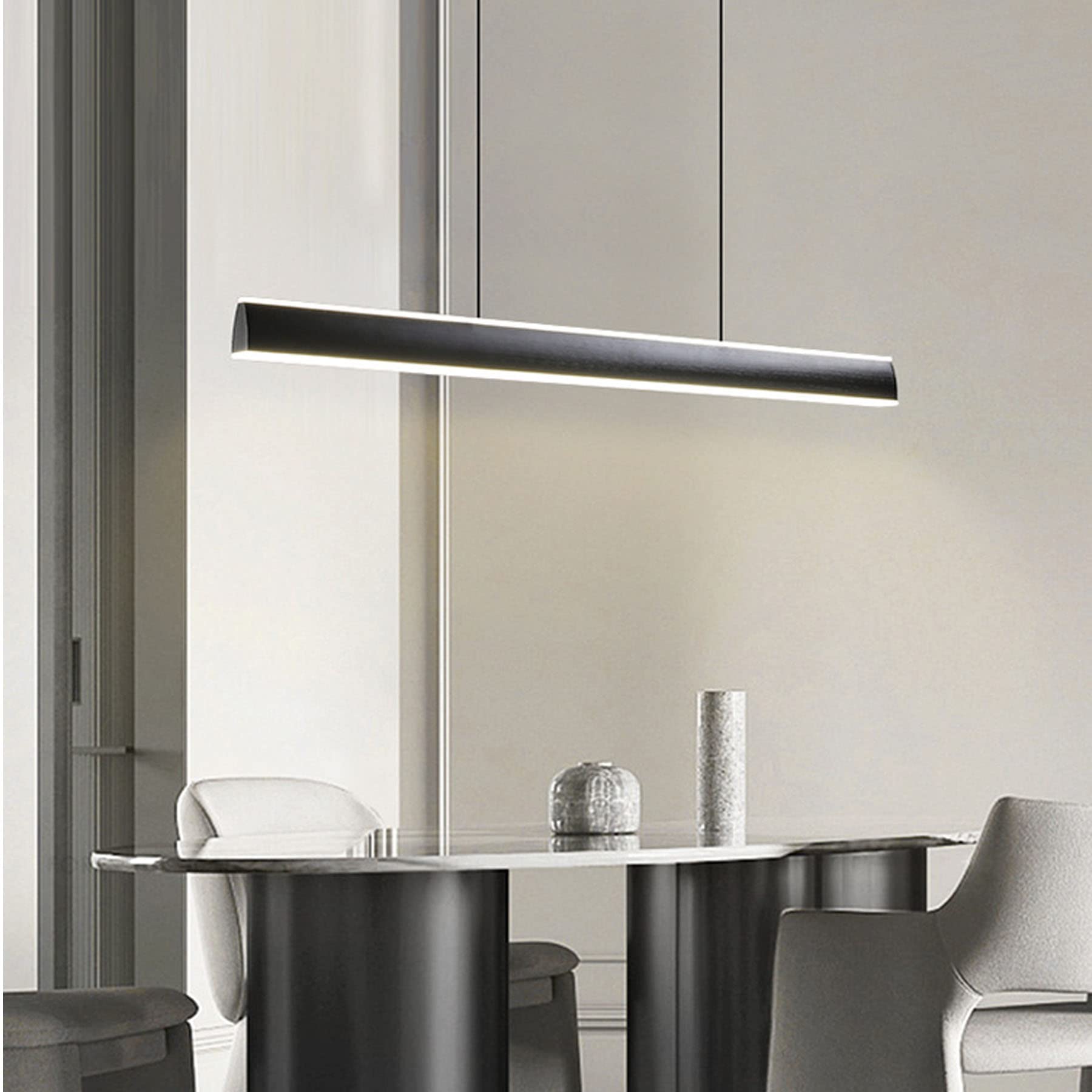 LED Hängeleuchte esstisch Pendelleuchte Schwarz dimmbar mit den Fernbedienung pendellampe höhenverstellbar Moderne Hänge lampe für büro esszimmer Arbeitszimmer Wohnzimmer Küche leuchte (120cm/48W) …