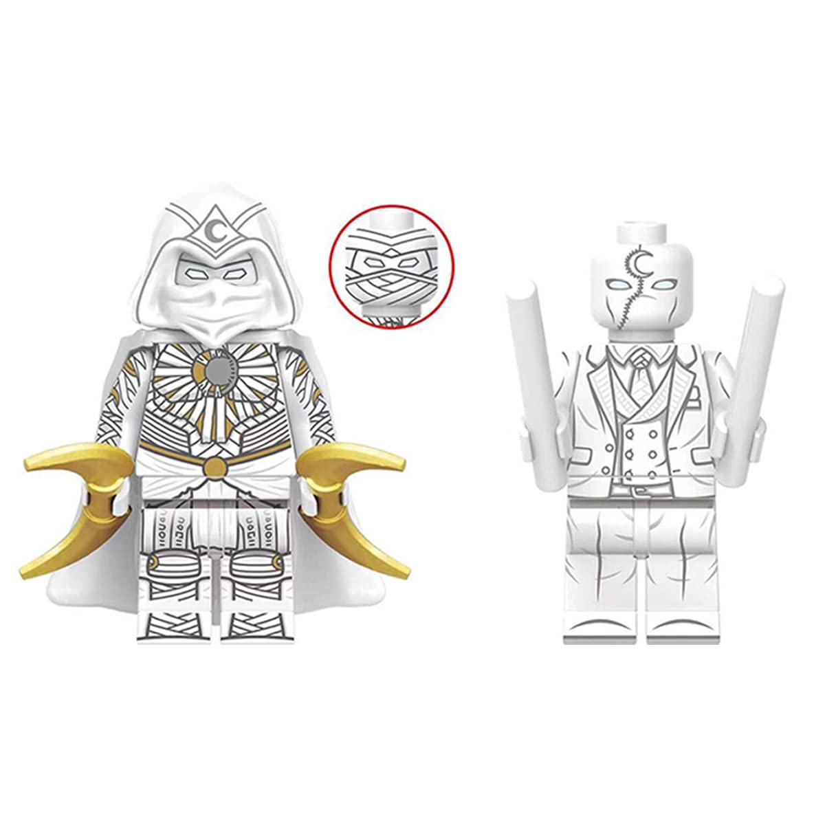 Super Anime Hero Minifigures Sets: 2 PCS Moon Knight with Weapons Series Building Block Toy Set As C