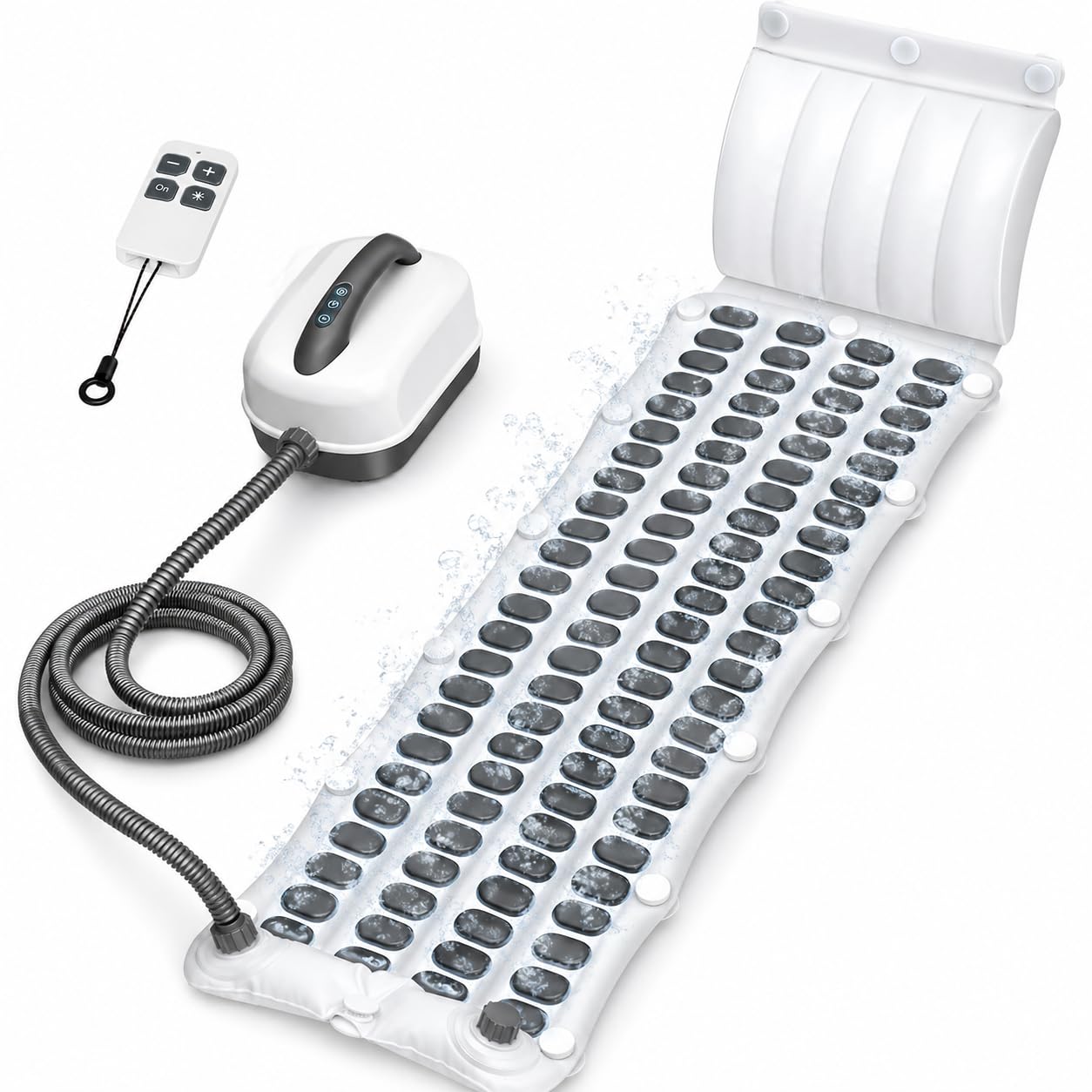 Photo 1 of Spa Bubble Bath Mat with Remote,6-Speed Adjustable Bubbles & Non-Slip Suction Cups,Full Body Waterproof Bubble Mat for Bathtub to Relieve Muscle Fatigue, Stress & Improve Circulation