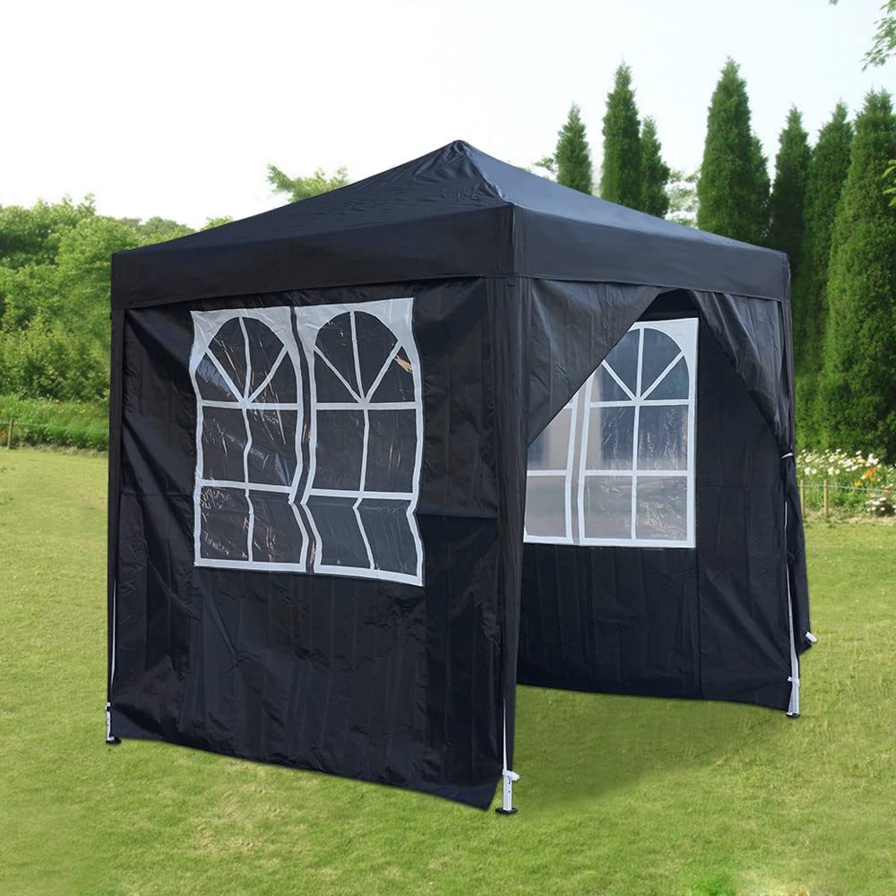 Pop Up Gazebo, Waterproof Pop Up Gazebo Marquee Garden Awning Party Tent CanopyPop Up Tent Garden Outdoor 2m/ 2.5m/3m BLACK