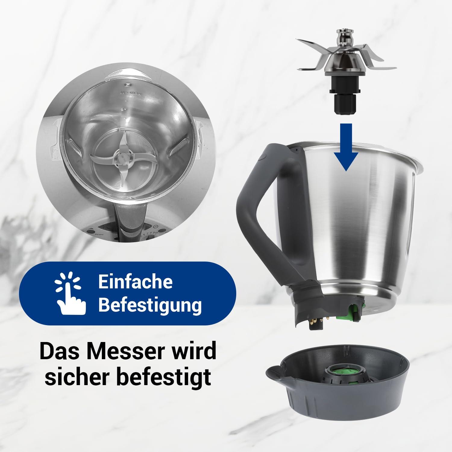 VIOKS Alternatif Couteau compatible avec Thеrmomix TM31 | Couteau de rechange couteau mixeur, en acier inoxydable SUS420, pour robot de cuisine