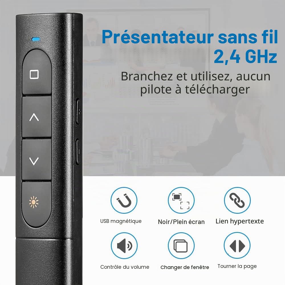 VOVIGGOL Prezentownik Bezprzewodowy USB Type-C 2.4GHz Pilot PowerPoint N29 Czarny