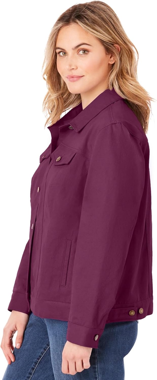 Woman Within Plus Size Stretch Denim Jacket Cropped Jean Jacket