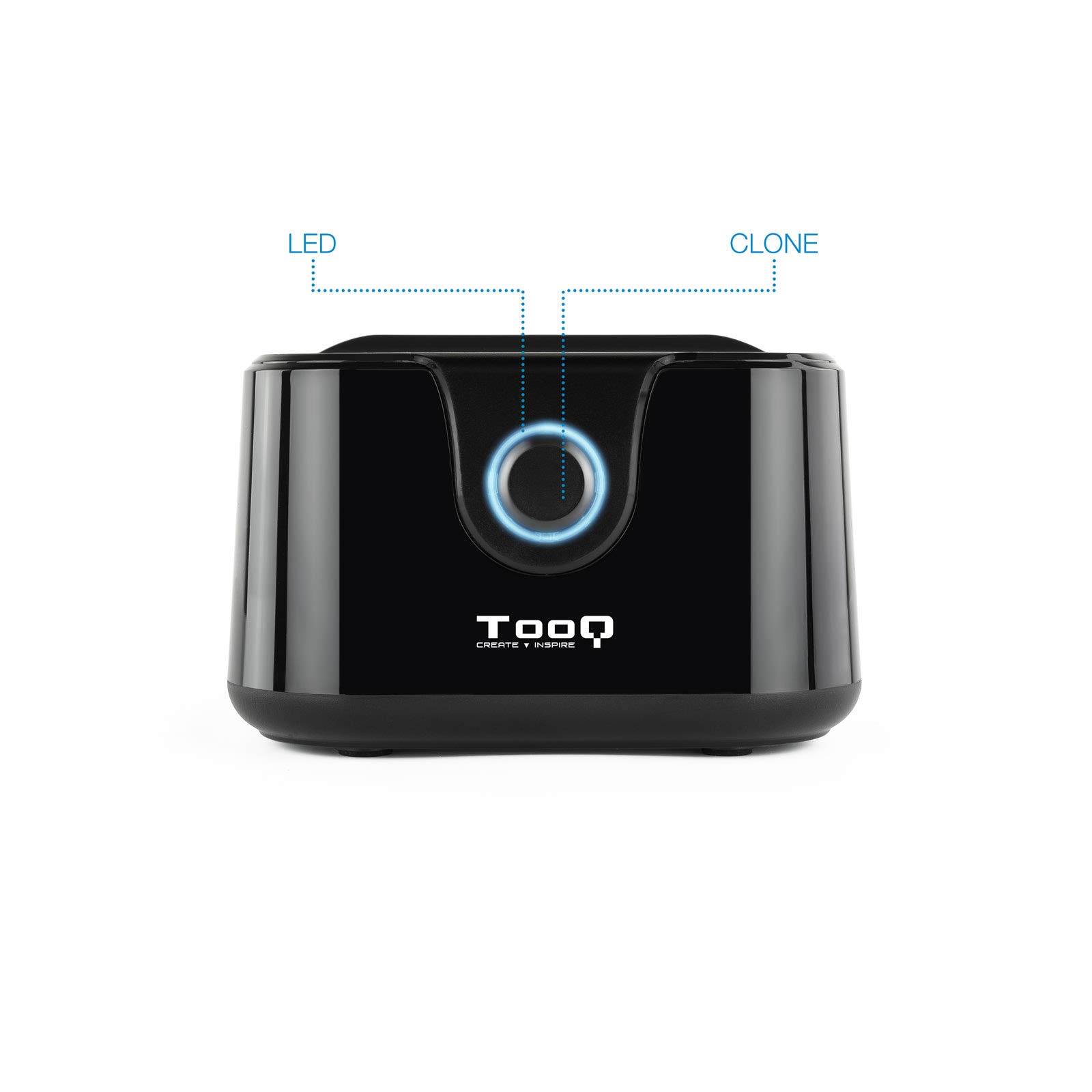 TooQ TQDS-802B - stacja dokująca z podwójną kieszenią SATA na napędy 2,5 i 3,5 cala, USB 3.0 i USB 2.0-HOST, funkcja Offline CLONE, kolor czarny
