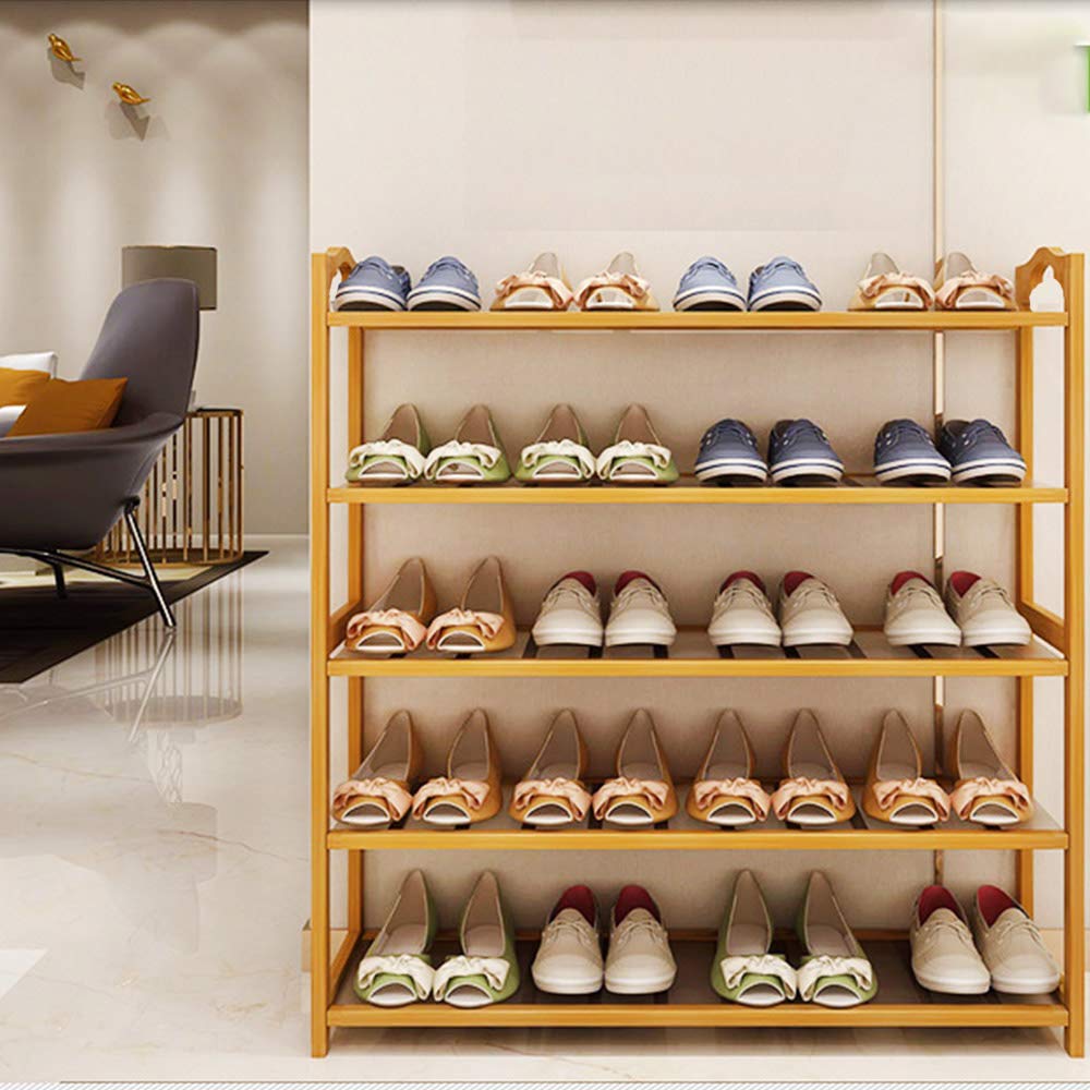 YORKING 5 Tier Bamboo Shoe Rack Organiser Wooden Storage Stand Shelf