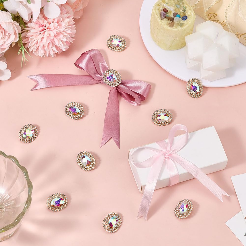 MAYJOYDIY 15Pcs AB-Color Oval Rhinestone Gold Buttons 1-Hole Crystal Embellishments Buttons with Alloy Shank Clothing Sewing Accessory for Jewelry Making DIY Decoration Crafts Wedding Bridal - Image 4