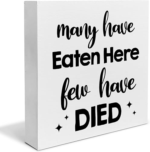 Miniatura 1 de Cartel de cocina divertido con texto en inglés Many Have Eaten Here, caja de madera, decoración de cocina para escritorio, mesa, estante de 5 x 5