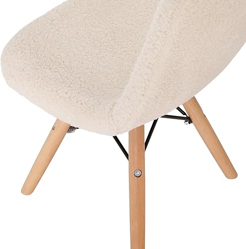 Miniatura 6 de Flash Furniture Zula - Silla moderna acolchada de piel de oveja sintética para niños, tapizado acolchado de piel de oveja sintética color blanco