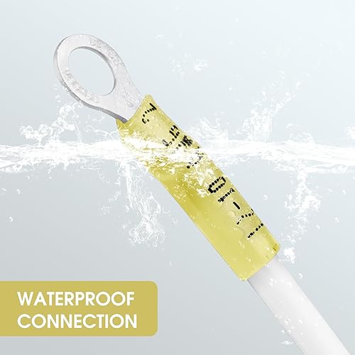 Miniatura 6 de Paquete de 50 terminales de anillo termorretráctiles  #10  Conectores de alambre termorretráctiles de grado marino de 12-10 AWG  Conectores de