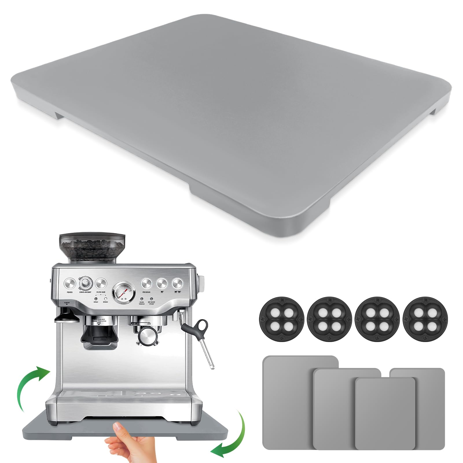 Appliance Slider 360° Rolling Tray for Countertop Coffee Maker Mat, Gray — image 1