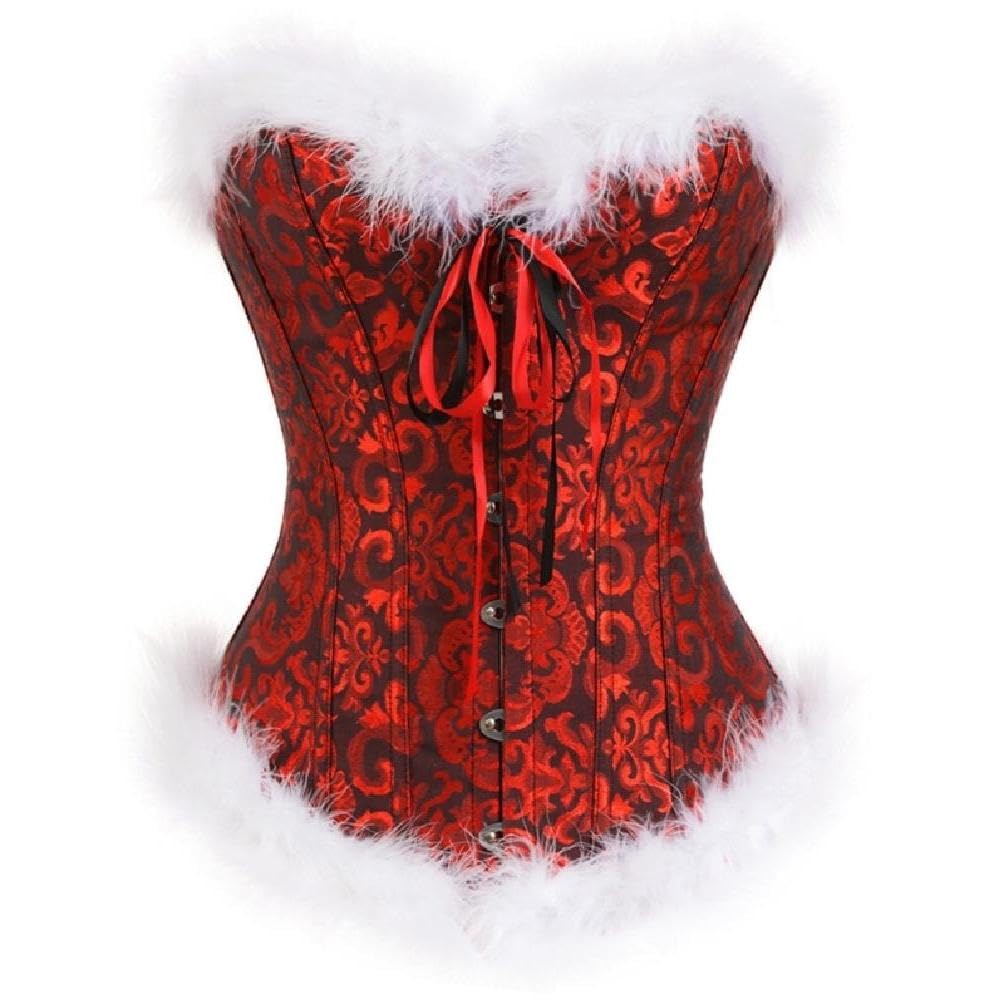 Bustier de Noël à lacets avec détails en fourrure pour costume sexy