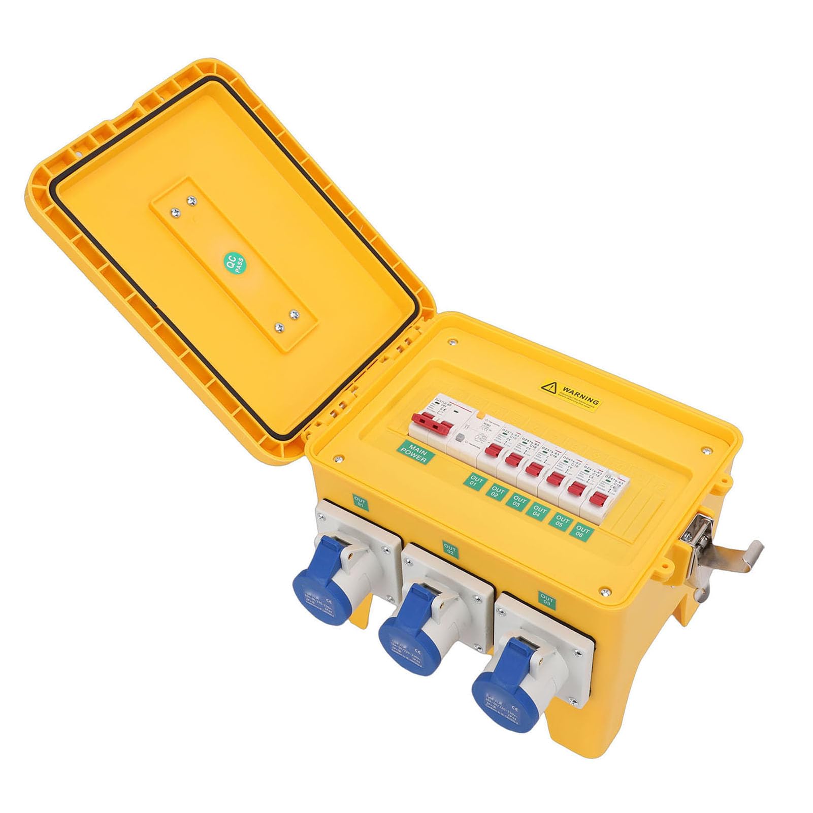 ViaGasaFamido Caja de Distribución de Energía Distribuidor de Energía Portátil ABS PC 3 Salidas CEE 3 Tomas Hembra 16A Caja IP65 Receptáculos IP44 para Uso en Interiores y Exteriores en Talleres,