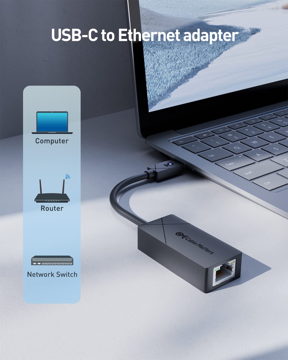 [Progettato per superficie] Cable Matters Adattatore da USB-C a Ethernet da 2,5 Gbps (adattatore da USB-C a rete, adattatore da Ethernet a USB-C da 2,5 g) in nero
