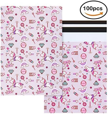 10x13 Unicorn Design Poly Mailers Pink Self Sealing Shipping Envelopes Bags Pack of 100