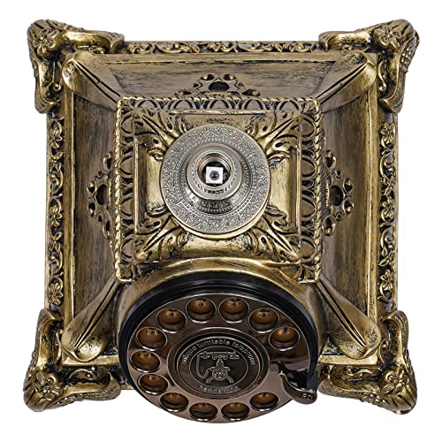 Teléfono de escritorio retro con cable y disco rotary dorado miniatura 6