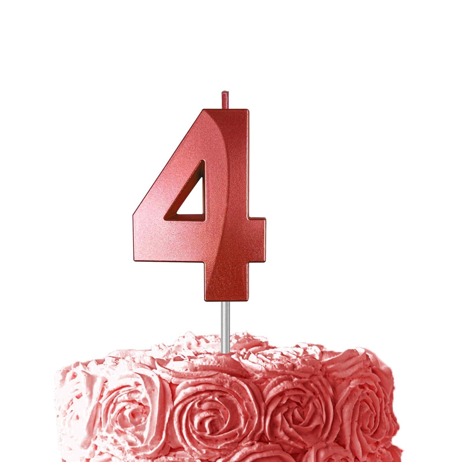 Red Birthday Number 4 Candles for Wedding Party Cake Decorations