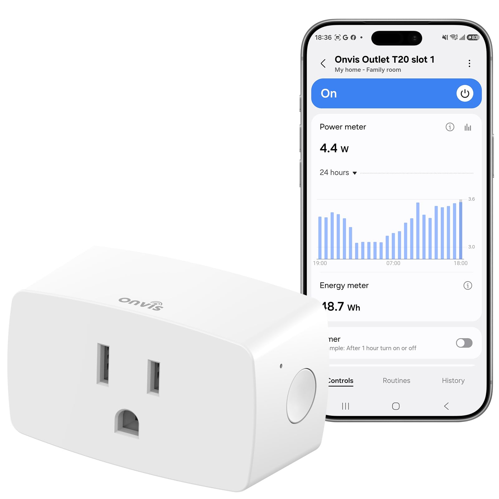 ONVIS Matter Over Thread Smart Plug with Energy Monitoring, App & Voice Control