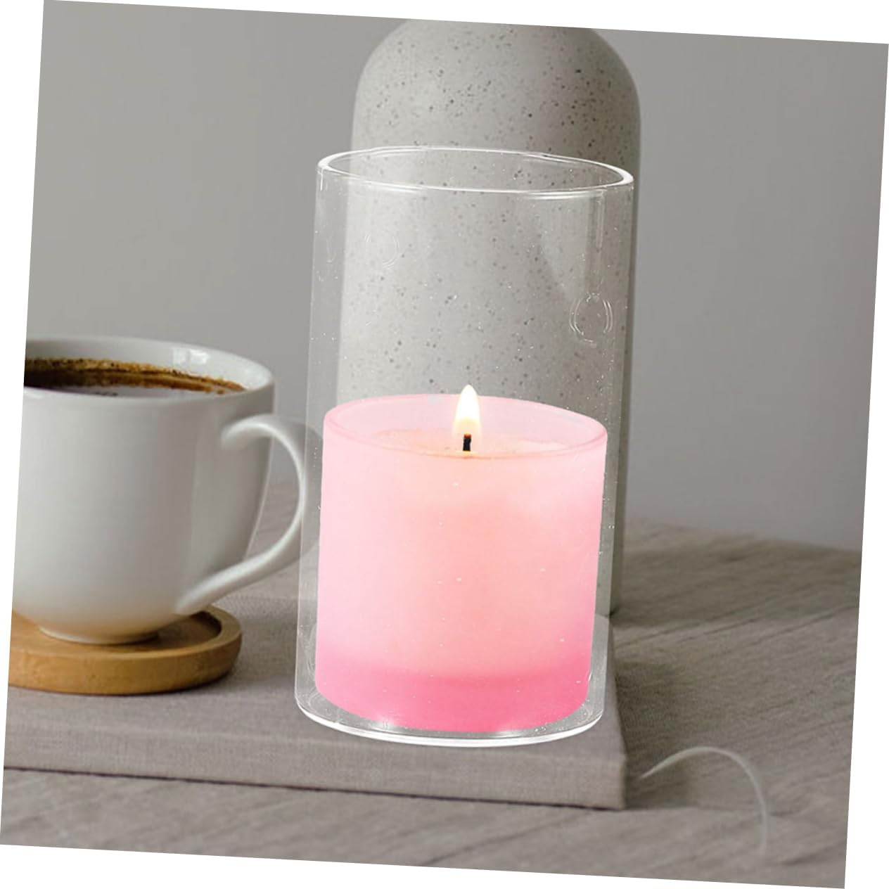 2pcs Glass Candle Holder Cylindrical Decorative Candle Covers for Tea Lights Windproof Design for Weddings and
