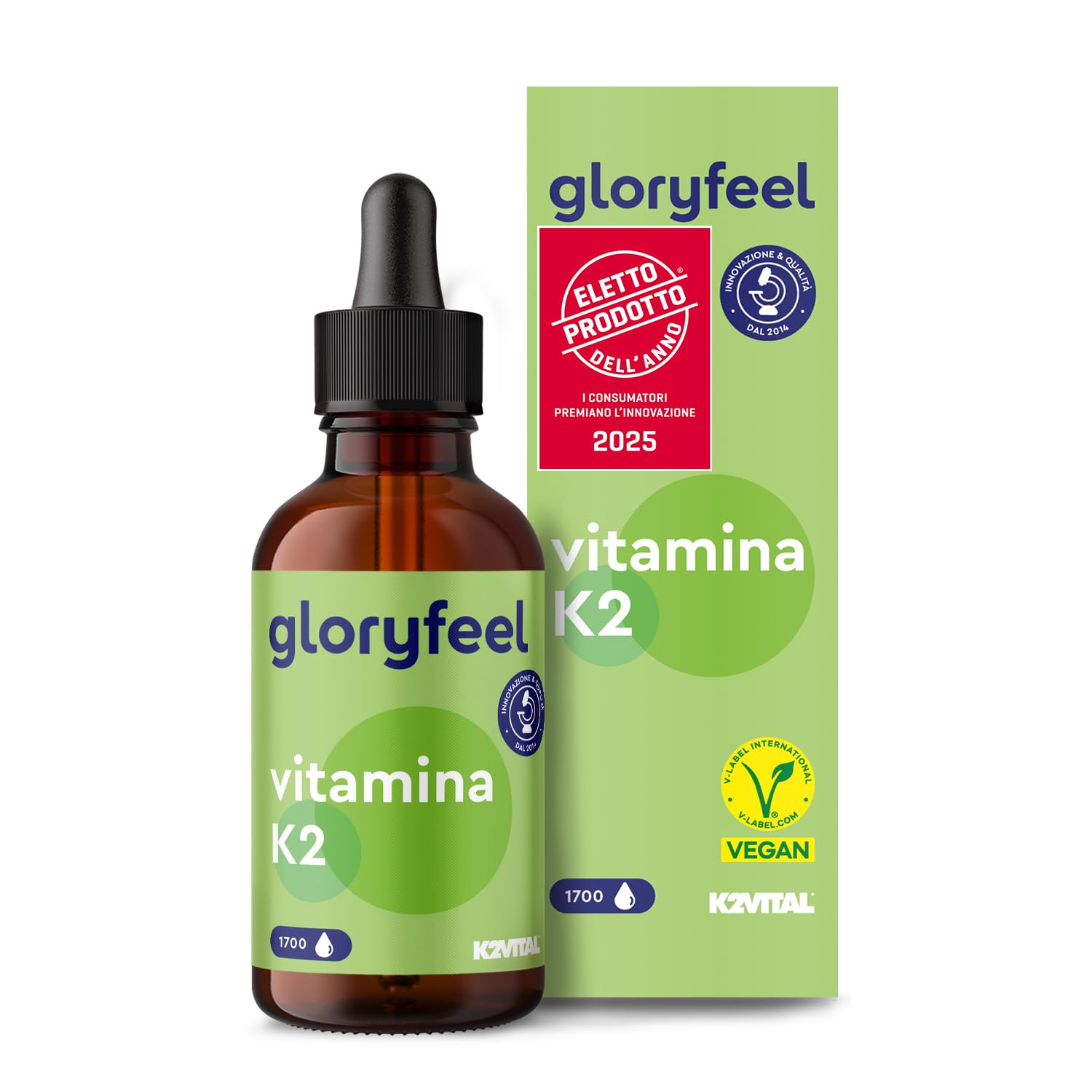 Vitamina K2, 200 mcg per 10 Gocce, Eletto PRODOTTO DELL'ANNO 2025, Supporto per